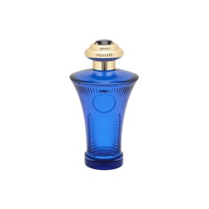 Elegant Blue Ribbed Glass Perfume Bottle (1)